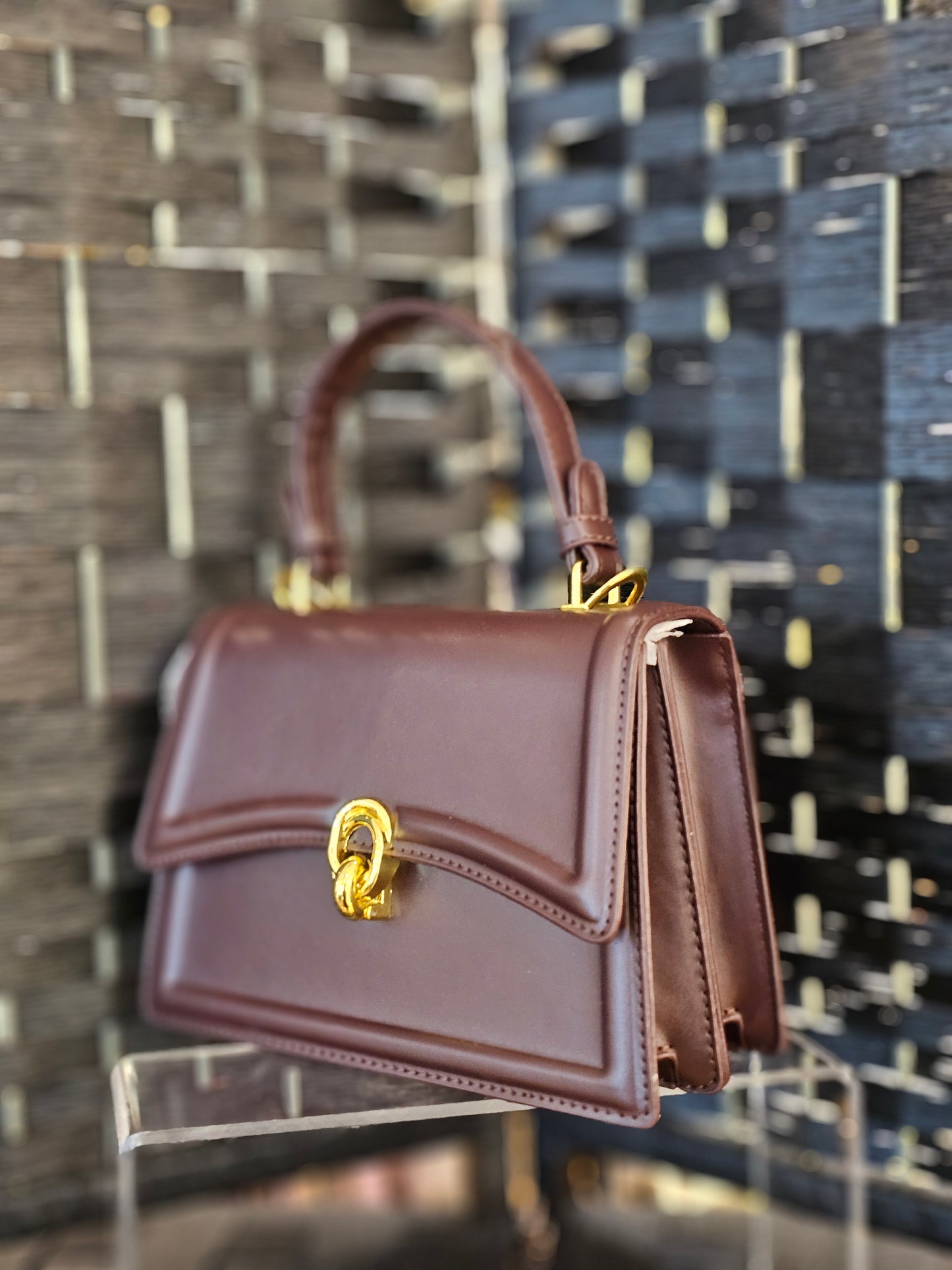 Coffee Leather Crossbody Bag