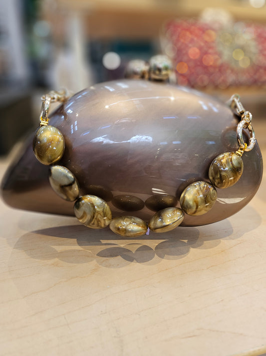 Pearl Brown Dumpling Shape Clutch and Party Bag