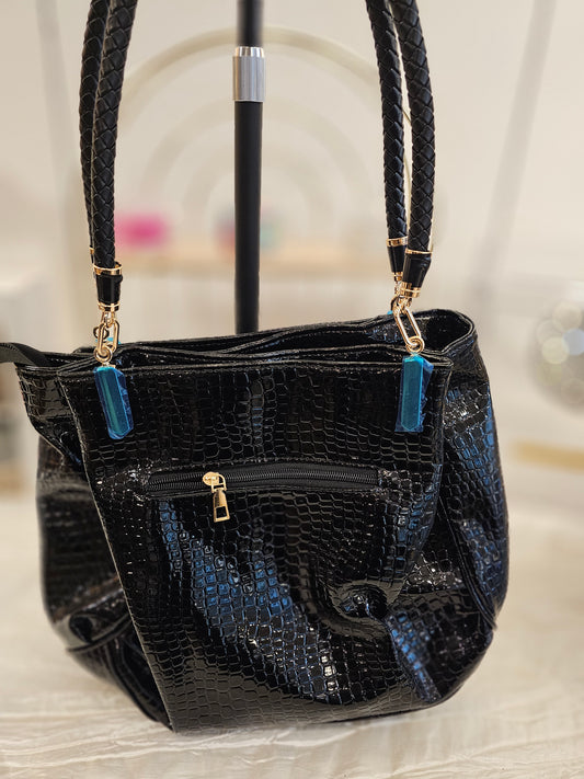 Black Leather Large Shoulder Bag