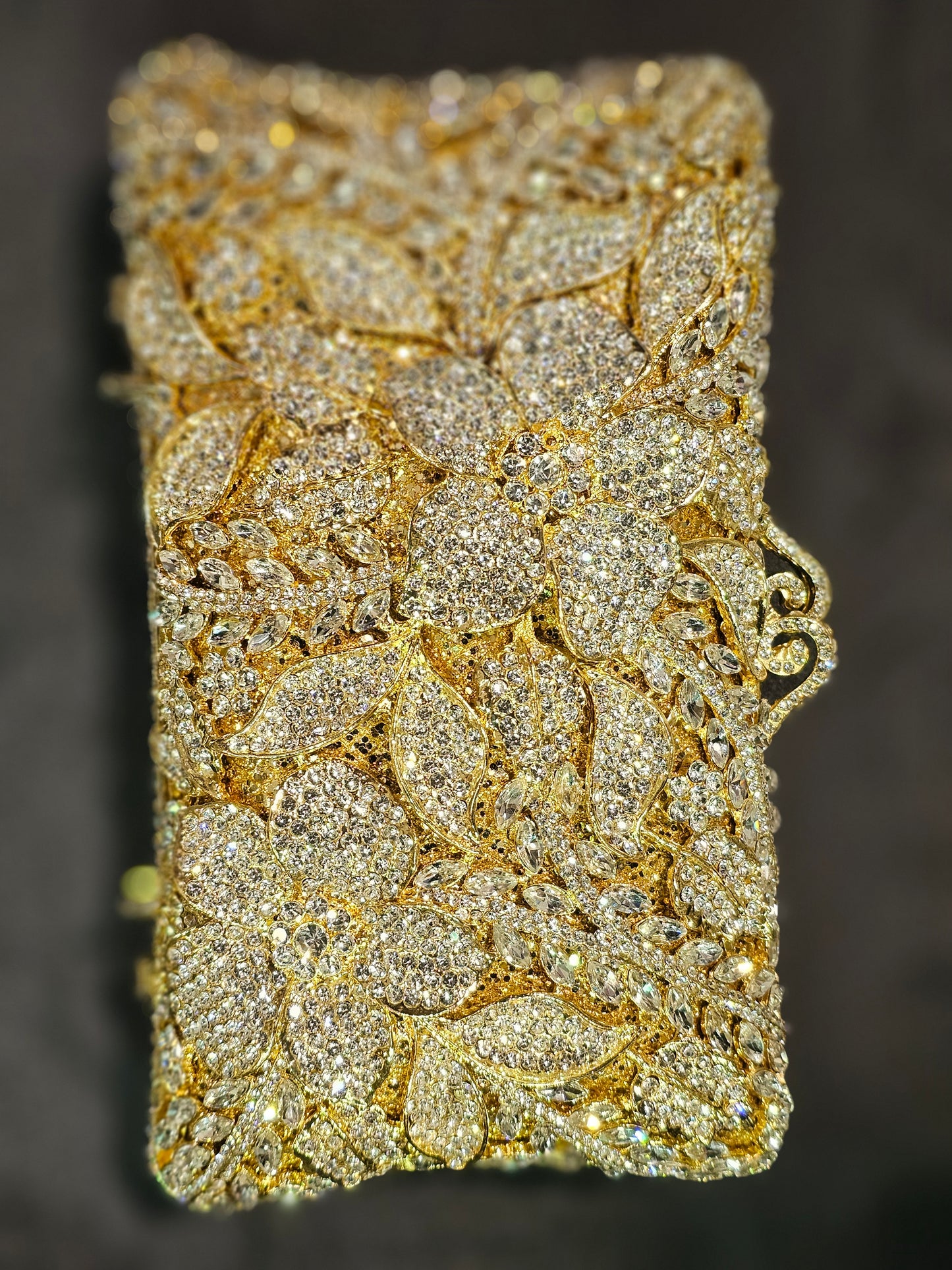 Golden Flower Stones Luxury Clutch Bridal Bag