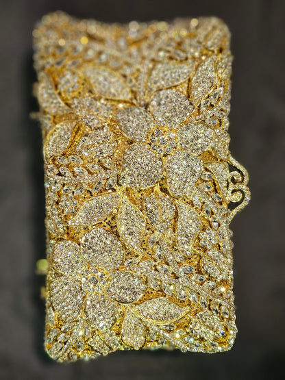 Golden Flower Stones Luxury Clutch Bridal Bag