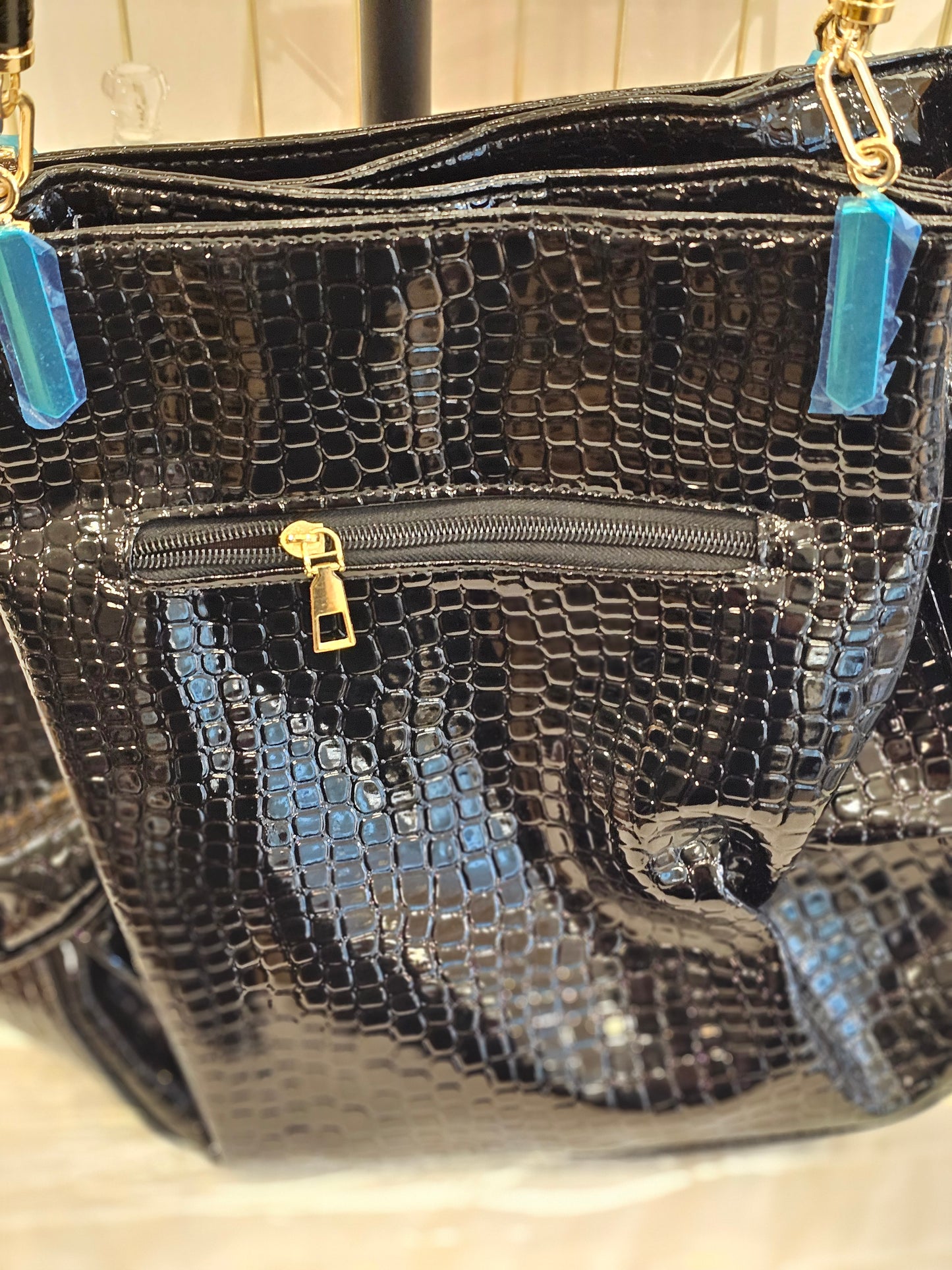 Black Leather Large Shoulder Bag