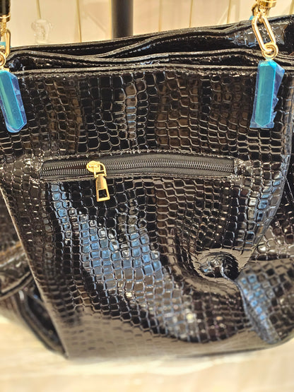 Black Leather Large Shoulder Bag
