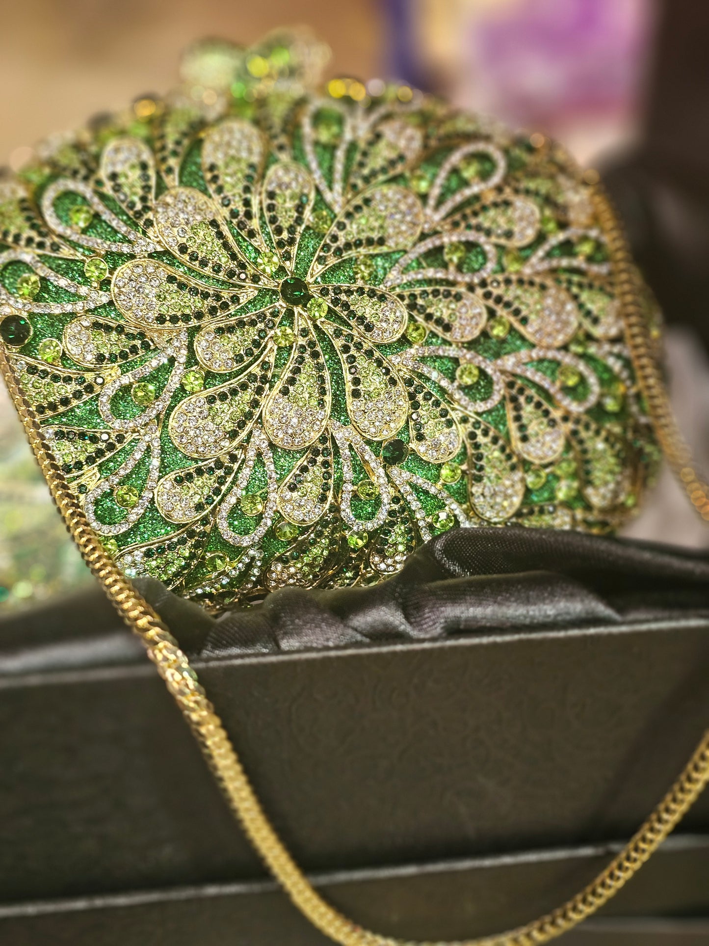 Peacock Green Rhinestone Bridal Clutch