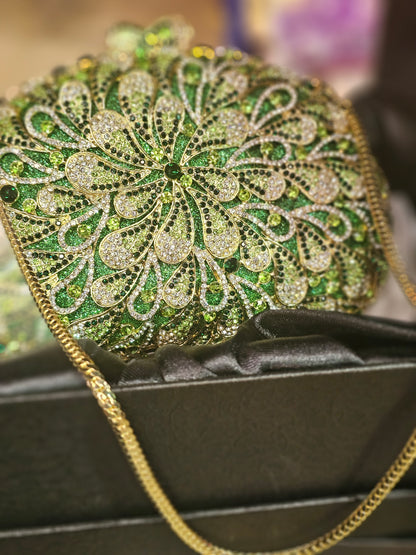 Peacock Green Rhinestone Bridal Clutch