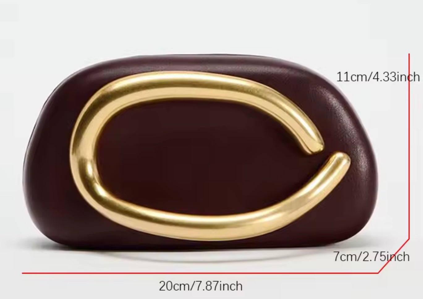 Burgandy Box Leather Clutch