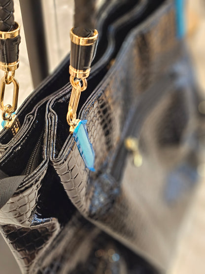 Black Leather Large Shoulder Bag