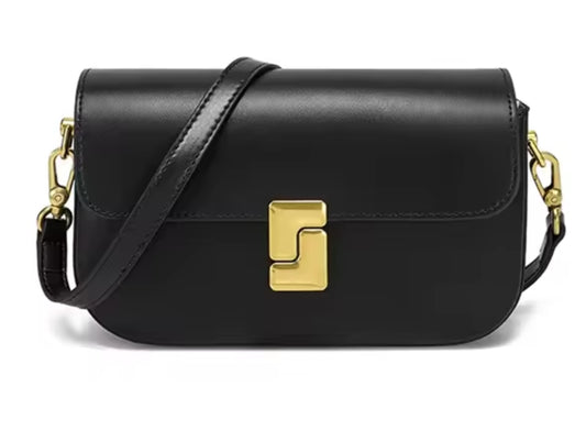 Black Wide Genuine Leather Bag