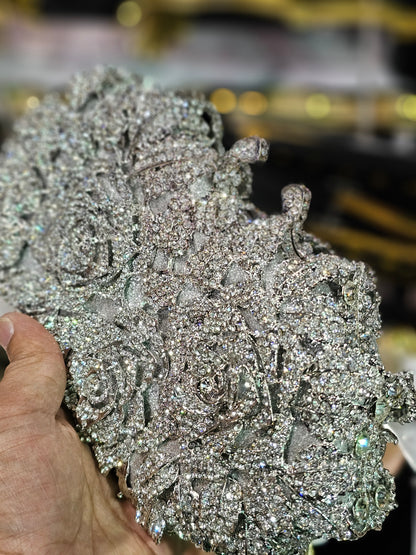 Silver Flowers Luxury Clutch Bridal Bag