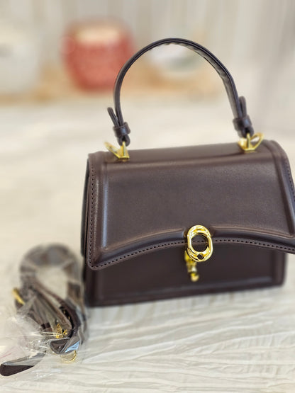 Coffee Leather Crossbody Bag